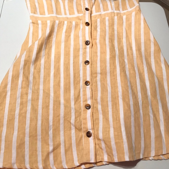 Faithfull The Brand Le Petite Button Down Mini Dress in Mazur Stripe Lemon - Picture 10 of 13